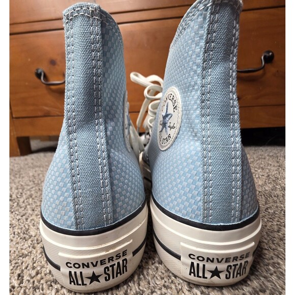 Converse Chuck Taylor All Star  High Top Shoes Size 8.5 Platform Blue Checkered - Picture 5 of 13